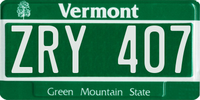 VT license plate ZRY407