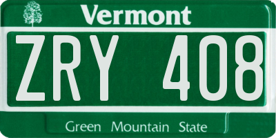 VT license plate ZRY408