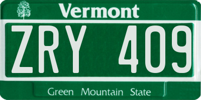 VT license plate ZRY409