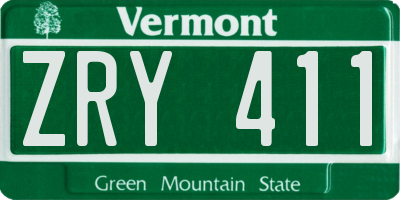 VT license plate ZRY411
