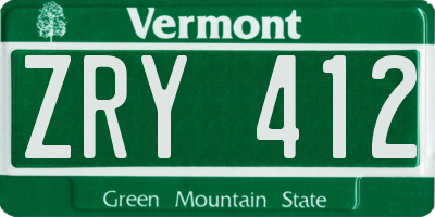 VT license plate ZRY412
