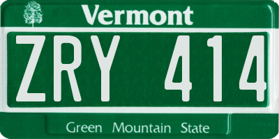 VT license plate ZRY414