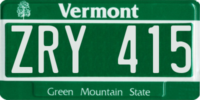 VT license plate ZRY415