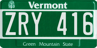 VT license plate ZRY416
