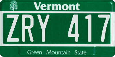 VT license plate ZRY417