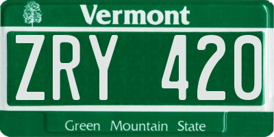VT license plate ZRY420