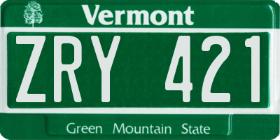 VT license plate ZRY421