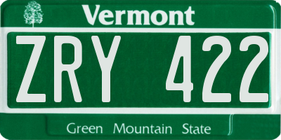 VT license plate ZRY422