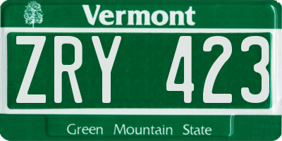 VT license plate ZRY423