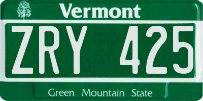 VT license plate ZRY425