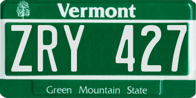 VT license plate ZRY427