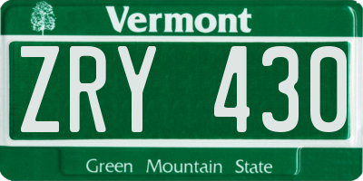 VT license plate ZRY430