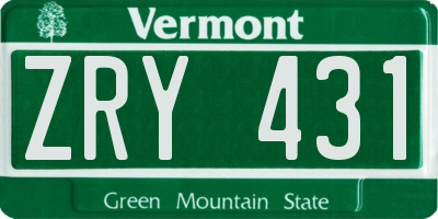 VT license plate ZRY431