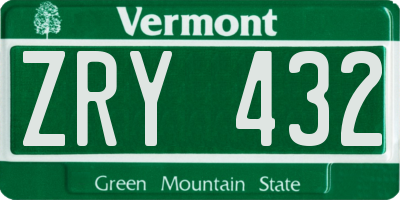 VT license plate ZRY432