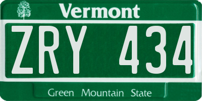 VT license plate ZRY434