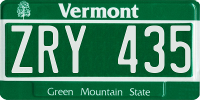 VT license plate ZRY435