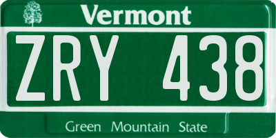 VT license plate ZRY438