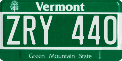 VT license plate ZRY440