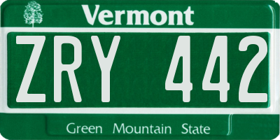VT license plate ZRY442