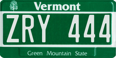 VT license plate ZRY444