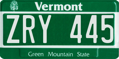 VT license plate ZRY445