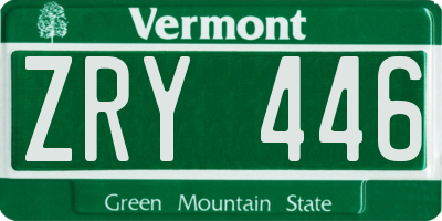 VT license plate ZRY446