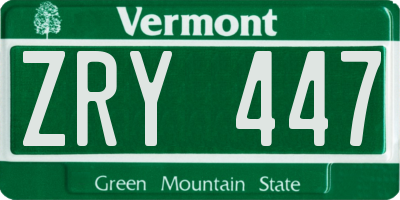 VT license plate ZRY447