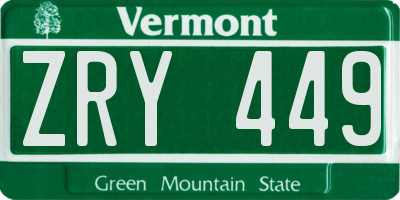VT license plate ZRY449
