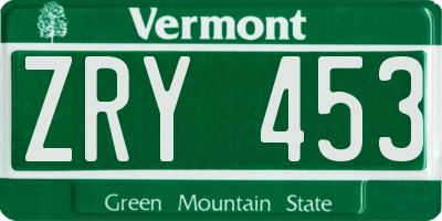 VT license plate ZRY453