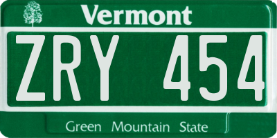 VT license plate ZRY454