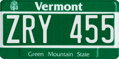 VT license plate ZRY455