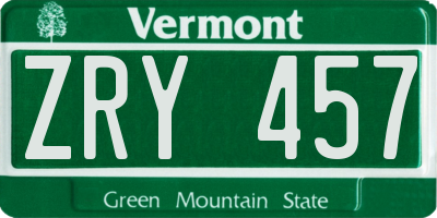 VT license plate ZRY457