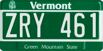 VT license plate ZRY461