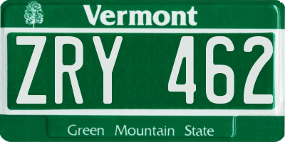 VT license plate ZRY462