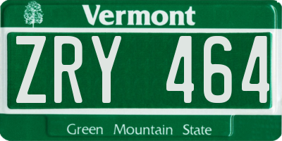 VT license plate ZRY464