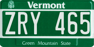 VT license plate ZRY465