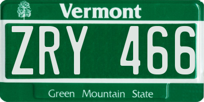 VT license plate ZRY466