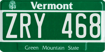 VT license plate ZRY468