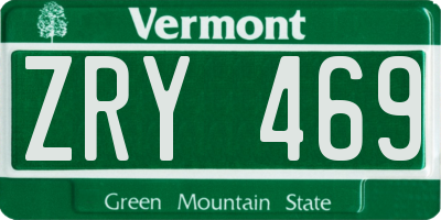 VT license plate ZRY469