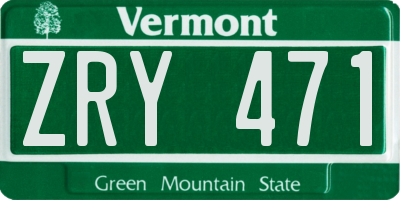 VT license plate ZRY471