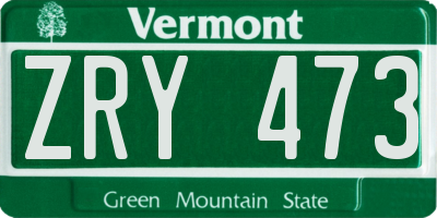 VT license plate ZRY473
