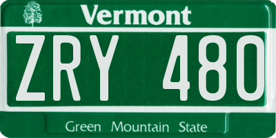 VT license plate ZRY480