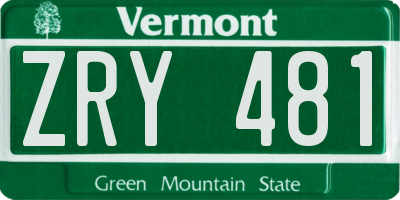 VT license plate ZRY481