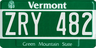 VT license plate ZRY482
