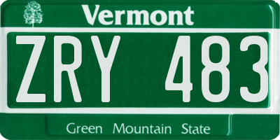 VT license plate ZRY483