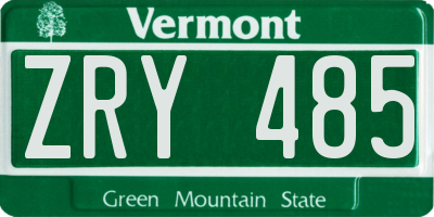 VT license plate ZRY485