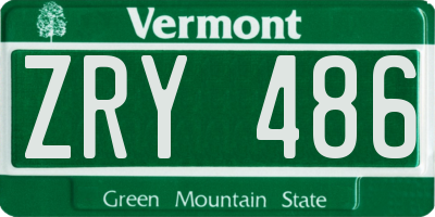 VT license plate ZRY486