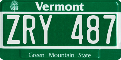VT license plate ZRY487