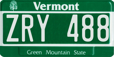 VT license plate ZRY488