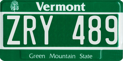 VT license plate ZRY489